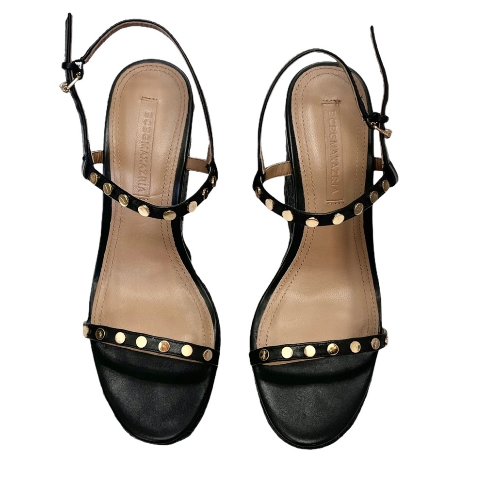 ♦️SOLD♦️ BCBGMaxazria Ankle Strap Studded Wedges - Picture 6 of 8